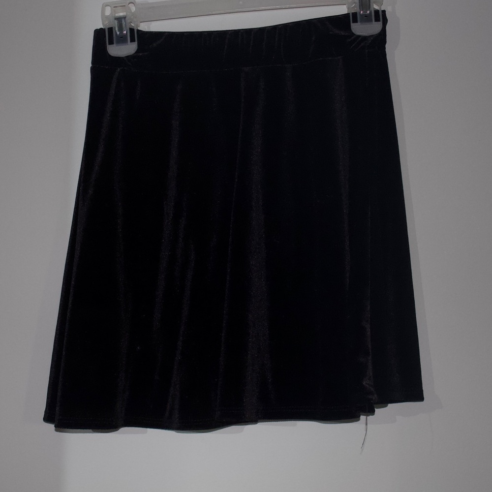 Black velvet skater skirt
